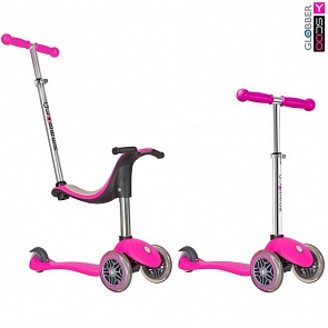 Самокат Y-Scoo Globber My Free New Technology Seat 4 in 1 с блокировкой колес, розовый (Y-Scoo Globber, 5950rt)